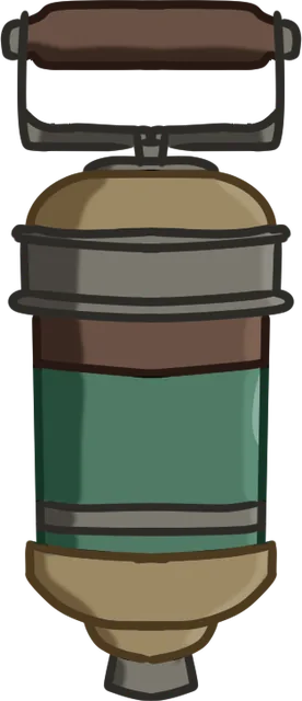 A tall metal canister