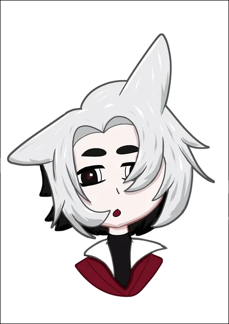 A white-haired character with fox ears and a red collar